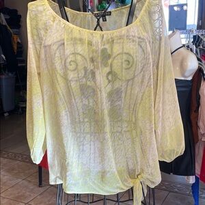Guess Light Yellow Sheer Blouse